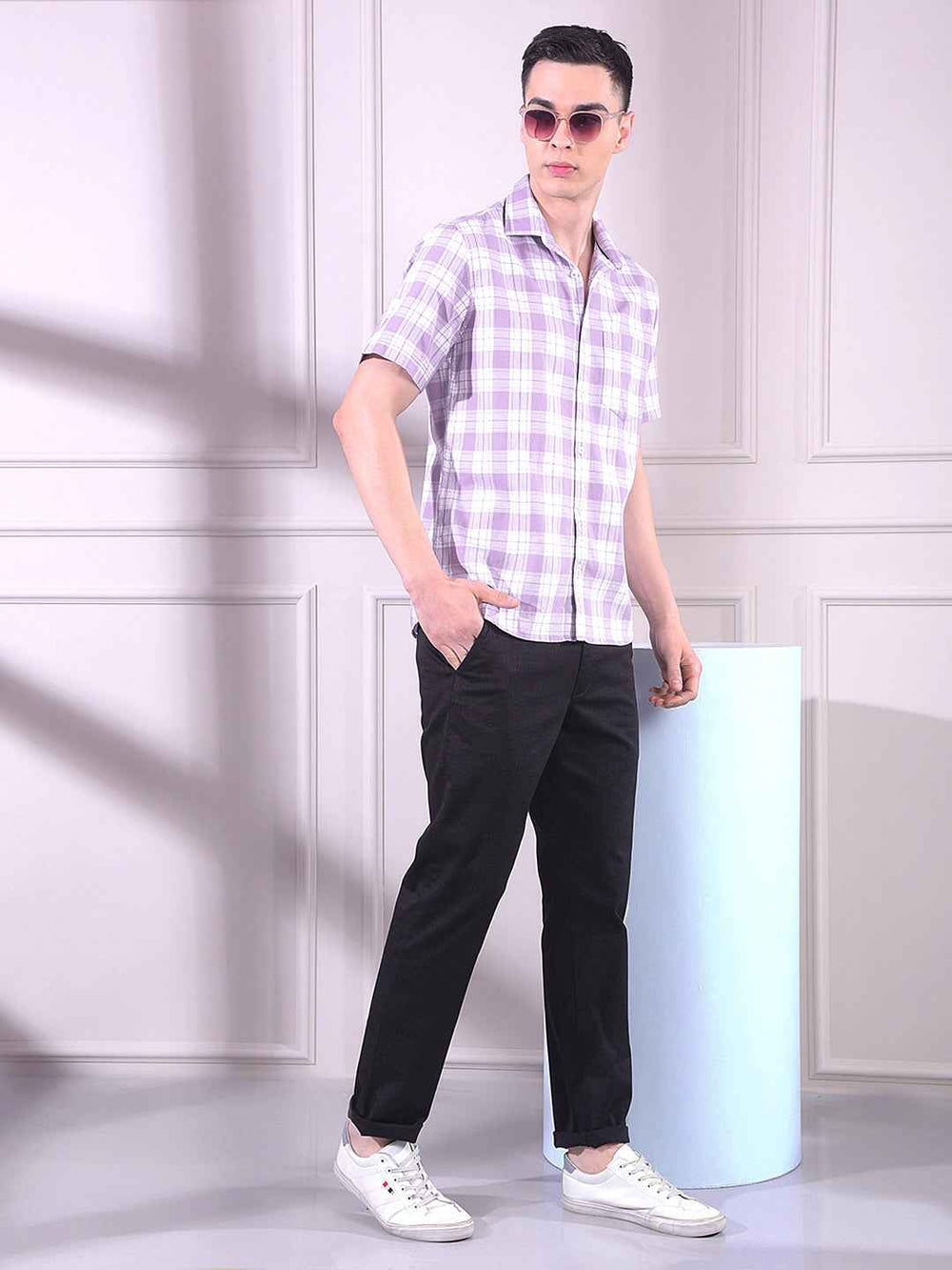 Voilet 100% Cotton Checked Shirt