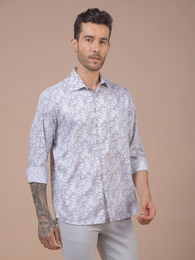 Grey Floral Print Shirt