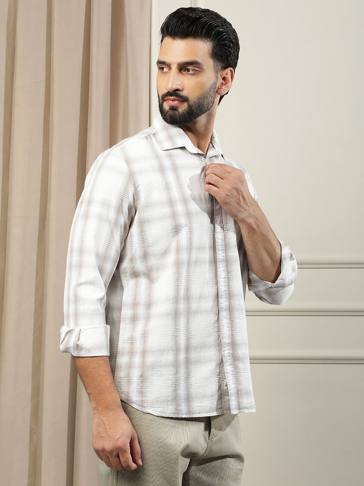 Purple Checked 100% Cotton Shirt