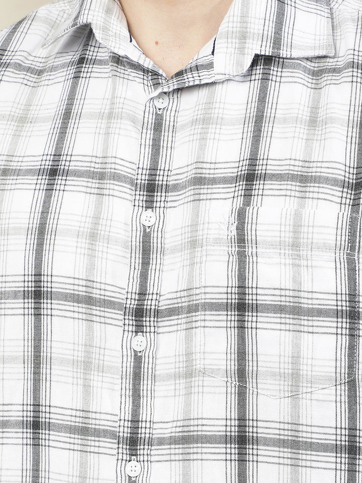 Grey 100% Cotton Checked Shirt