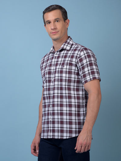 Maroon Checked 100% Cotton Shirt
