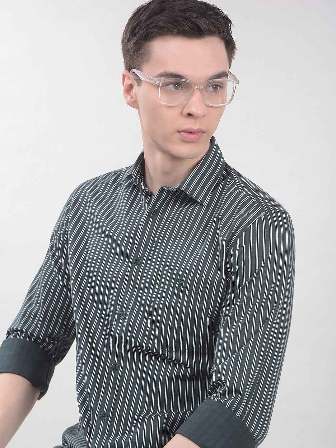 Green Vertical Stripes Shirt