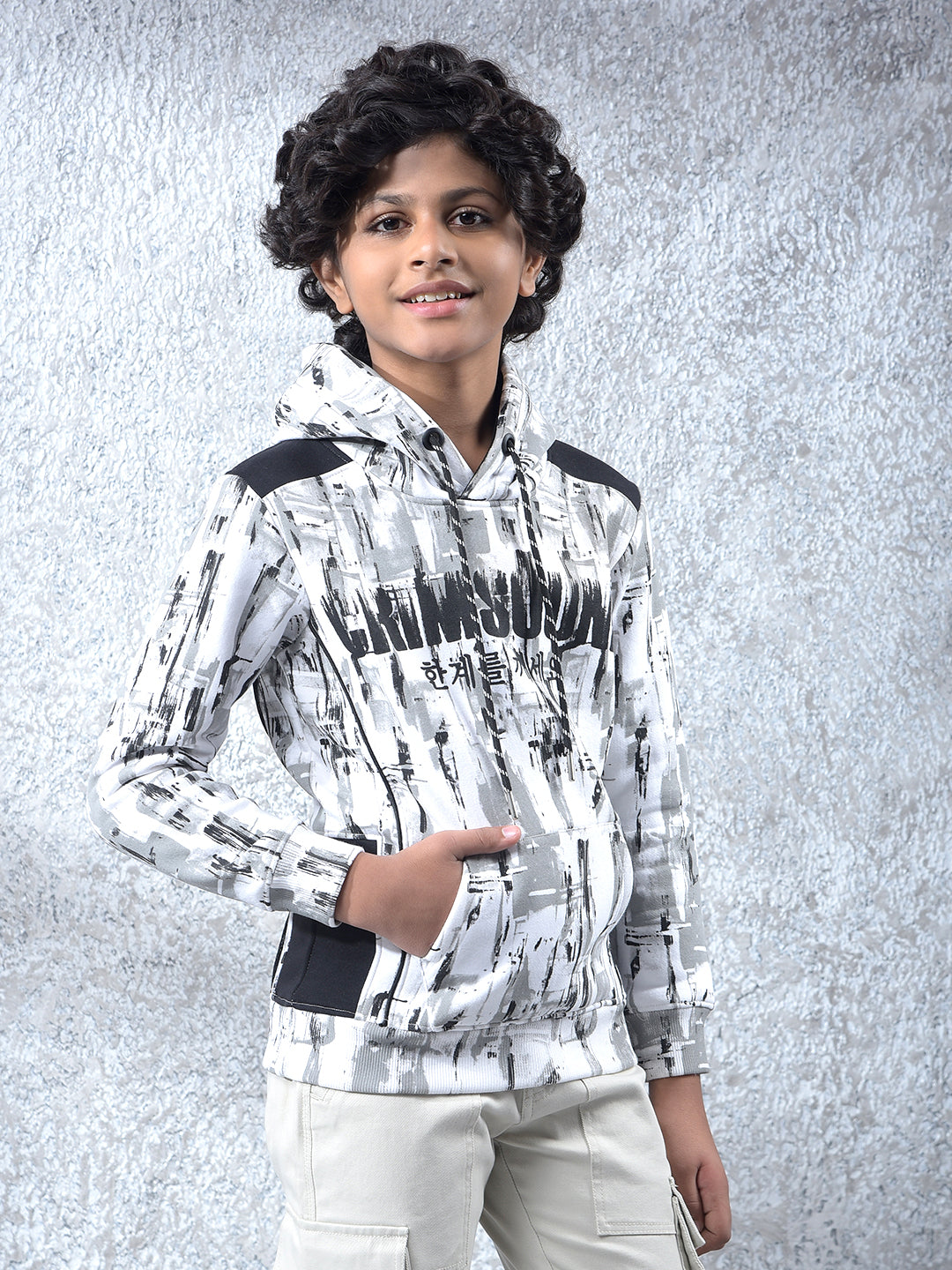 Black Printed Hooded Neck Sweatshirt