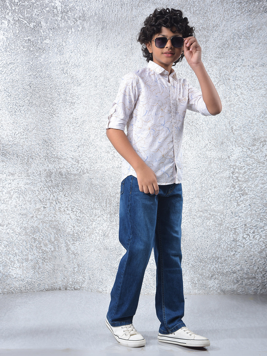 White Floral Print Shirt