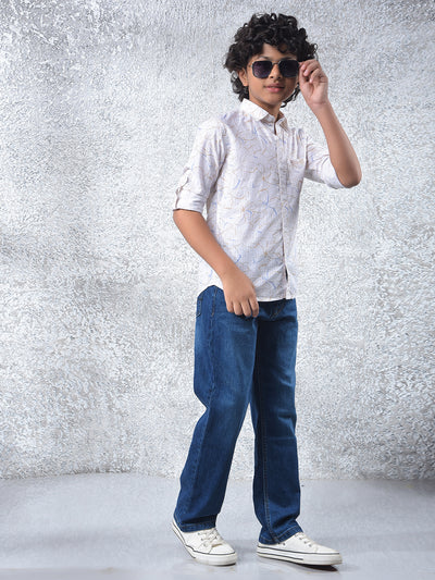 White Floral Print Shirt