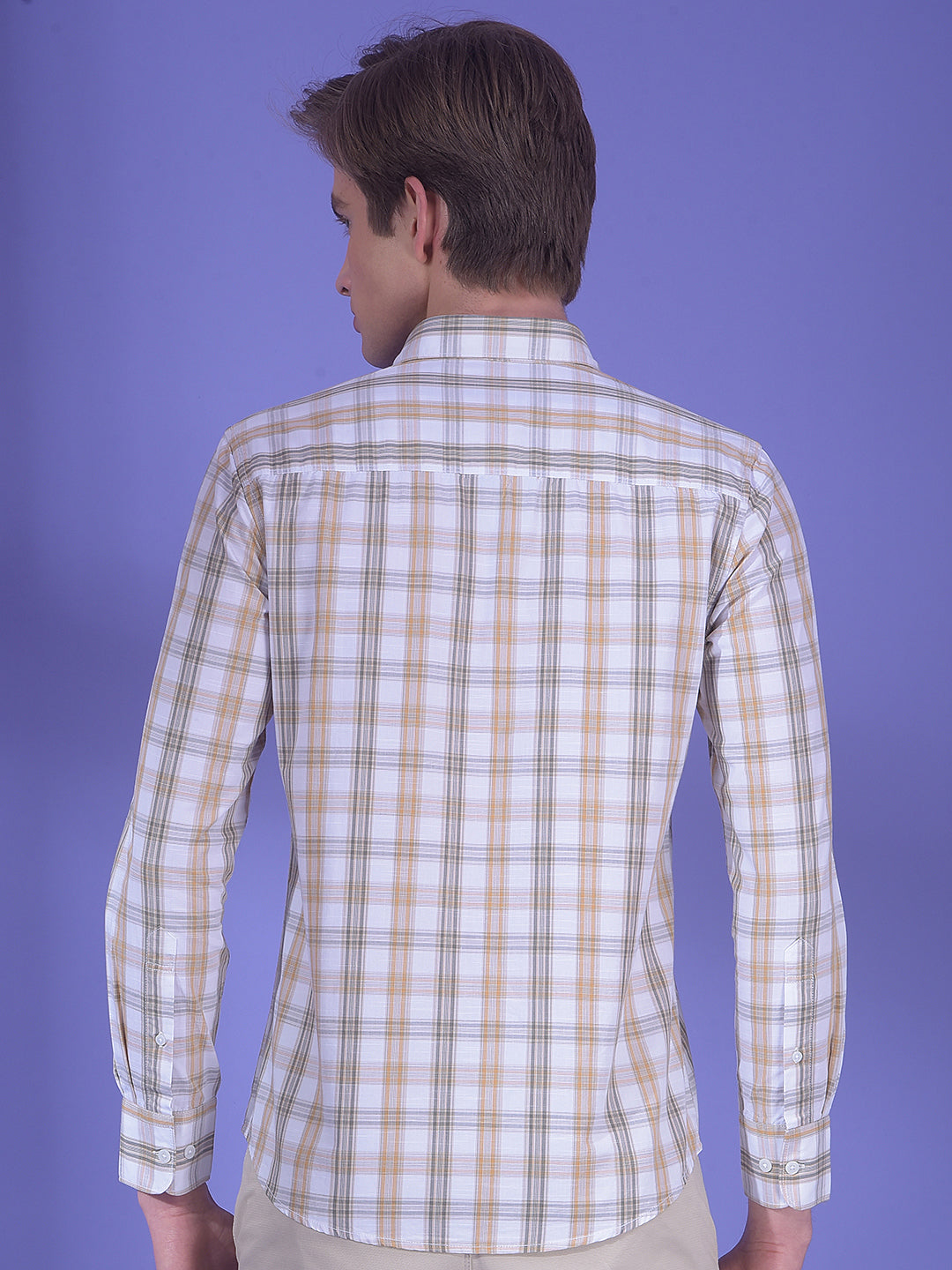 Urban Beige Checked 100% Cotton Shirt