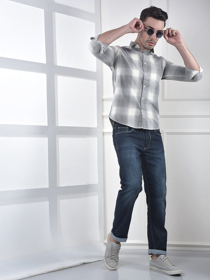 Grey Checked 100% Cotton Shirt