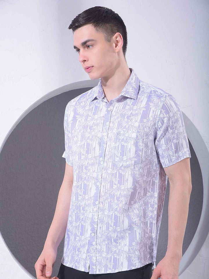 Purple Floral Print 100% Cotton Shirt