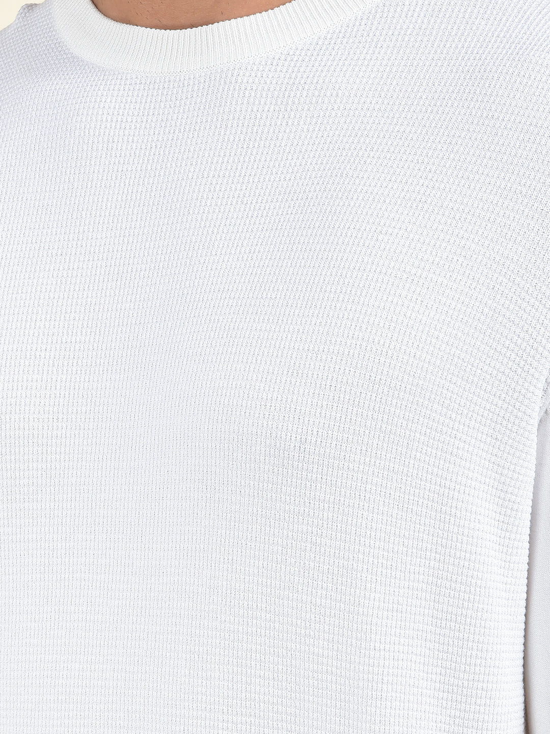 Slim Fit White Jacquard Sweater
