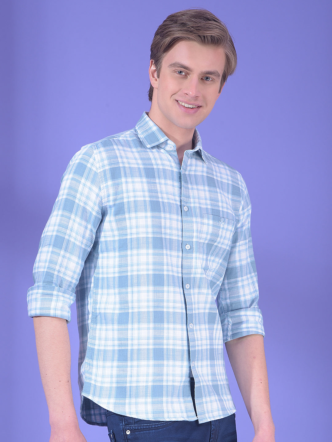 Blue Checked 100% Cotton Shirt