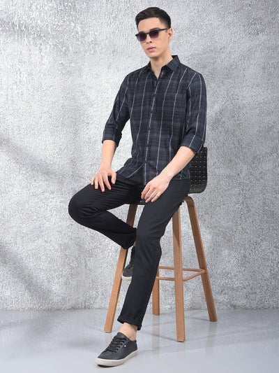 Black Checked Shirt-Men Shirts-Crimsoune Club