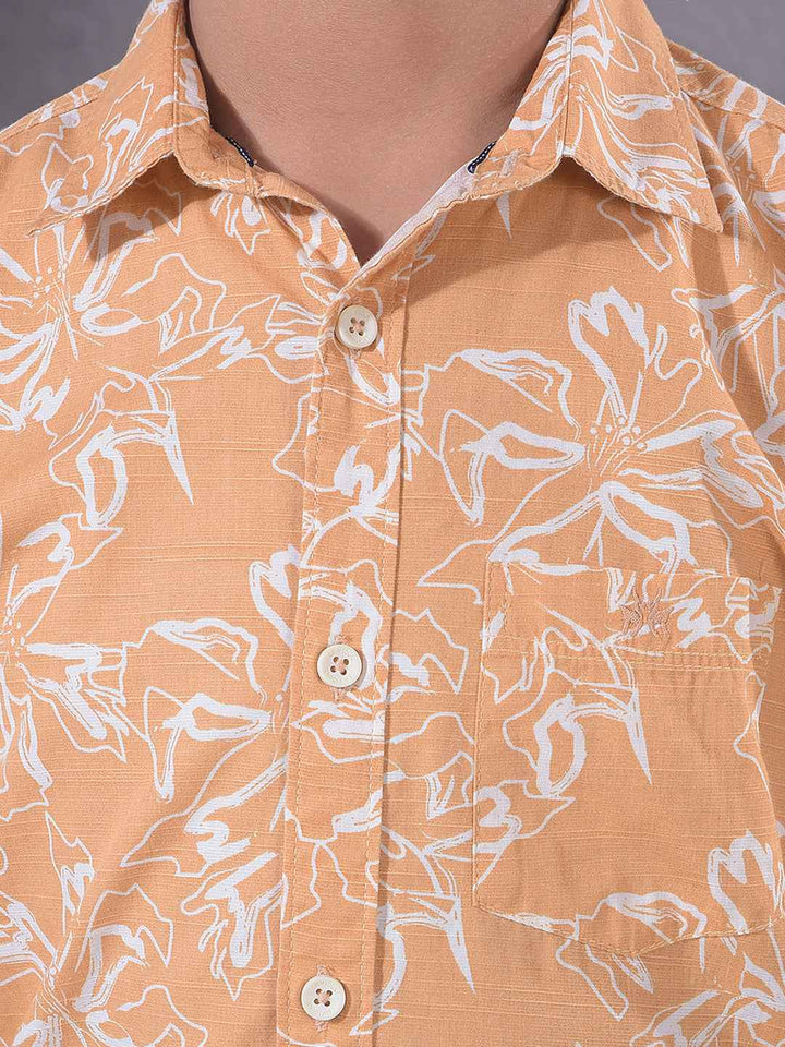 Orange Floral Print Shirt