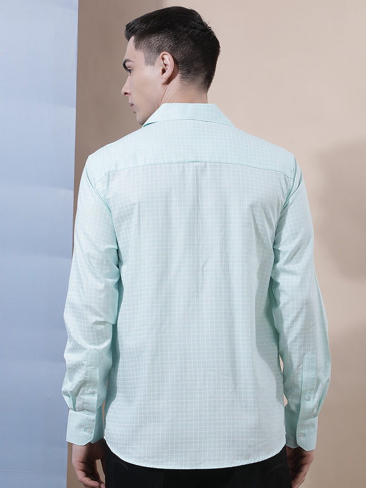 Green Micro Print Shirt