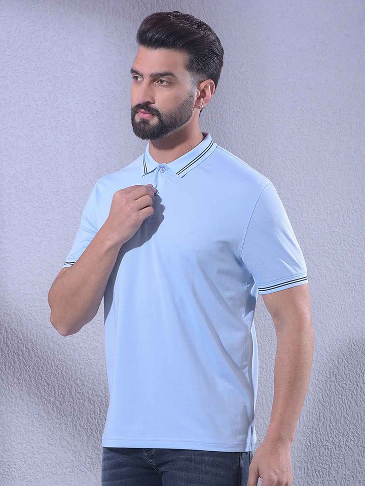 Blue Polo Neck T-Shirt