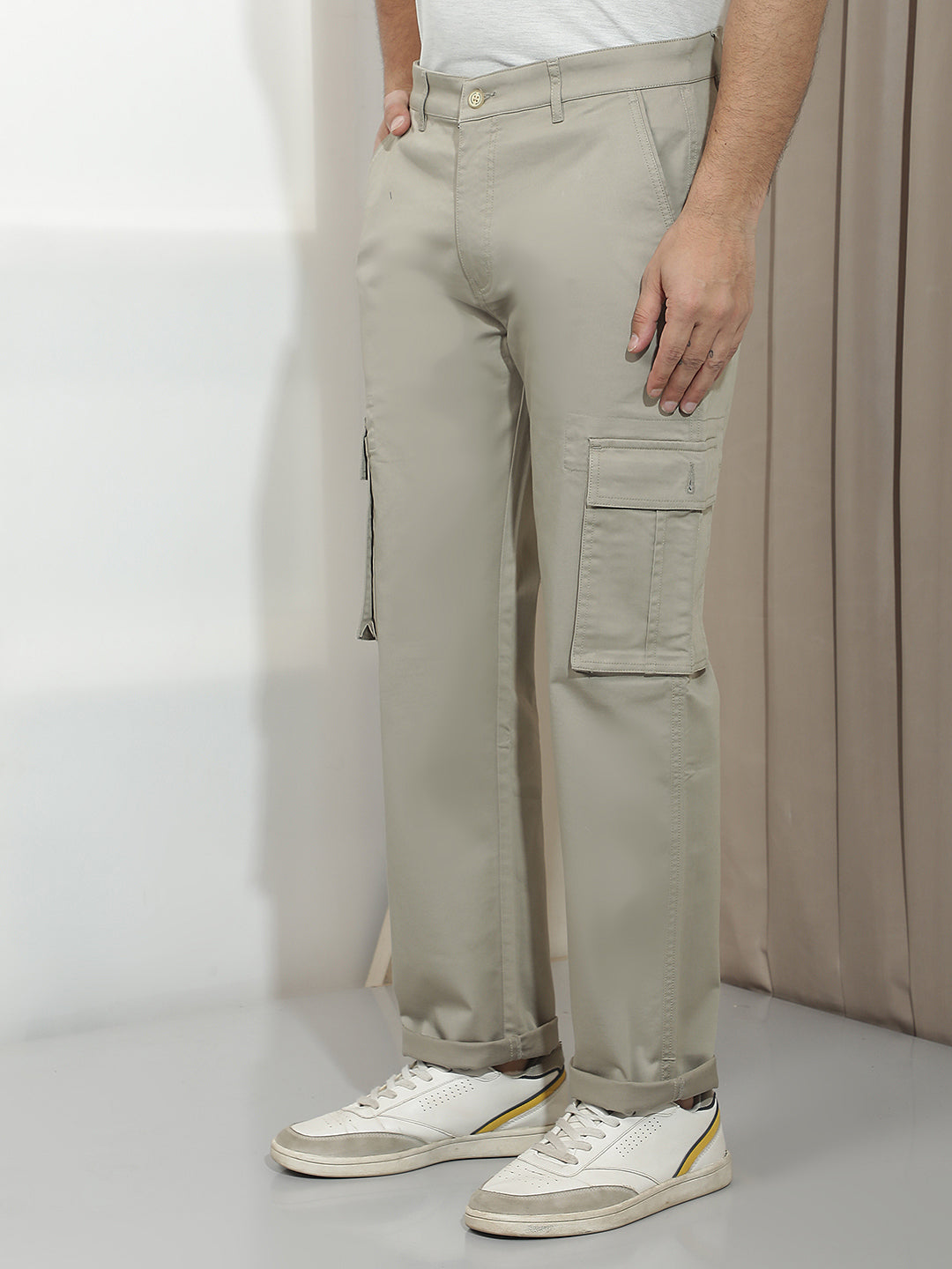 Contemporary Sand Khaki Cargo Trousers