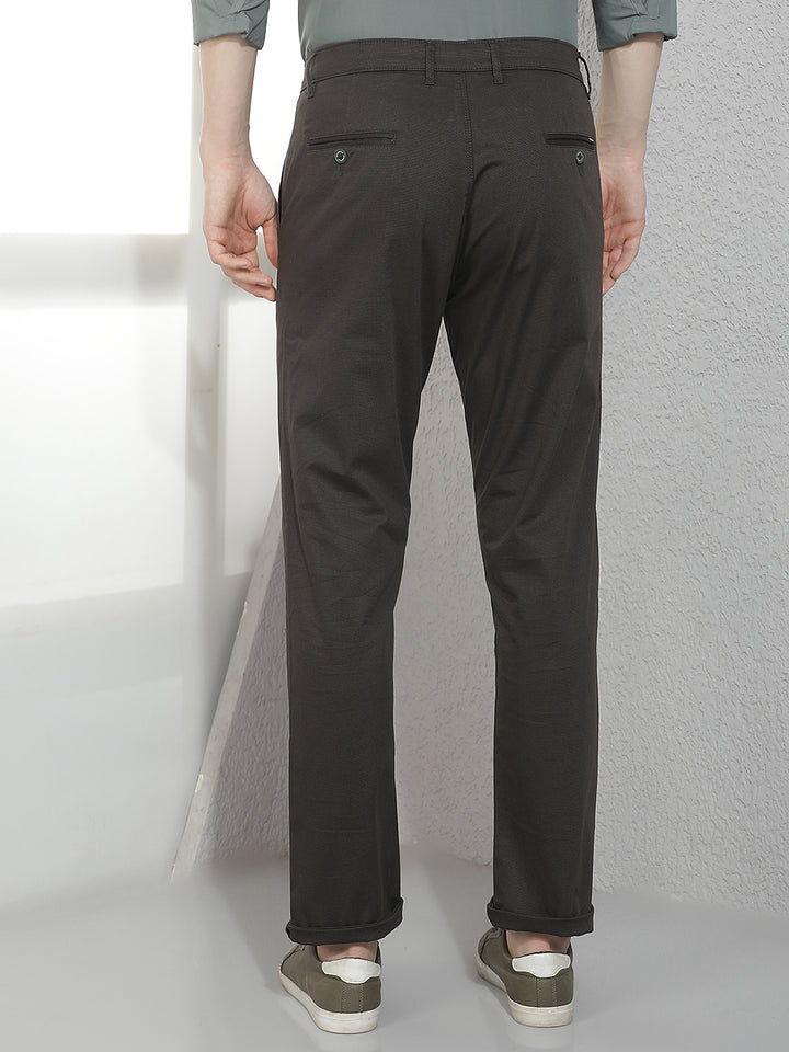 Midnightflex Slim Dobby Olive Trousers-Men Trousers-Crimsoune Club