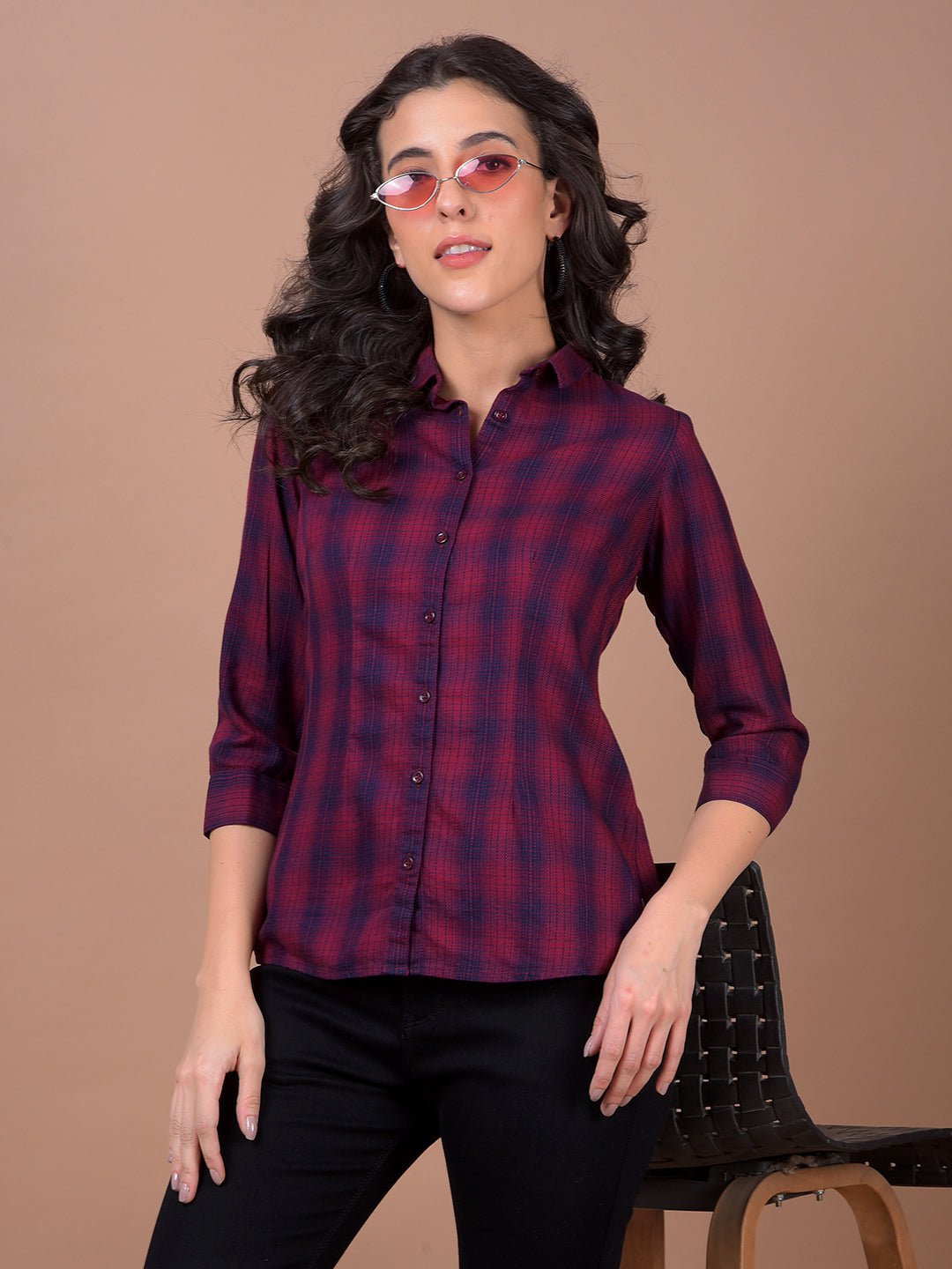 Maroon Checked Shirt