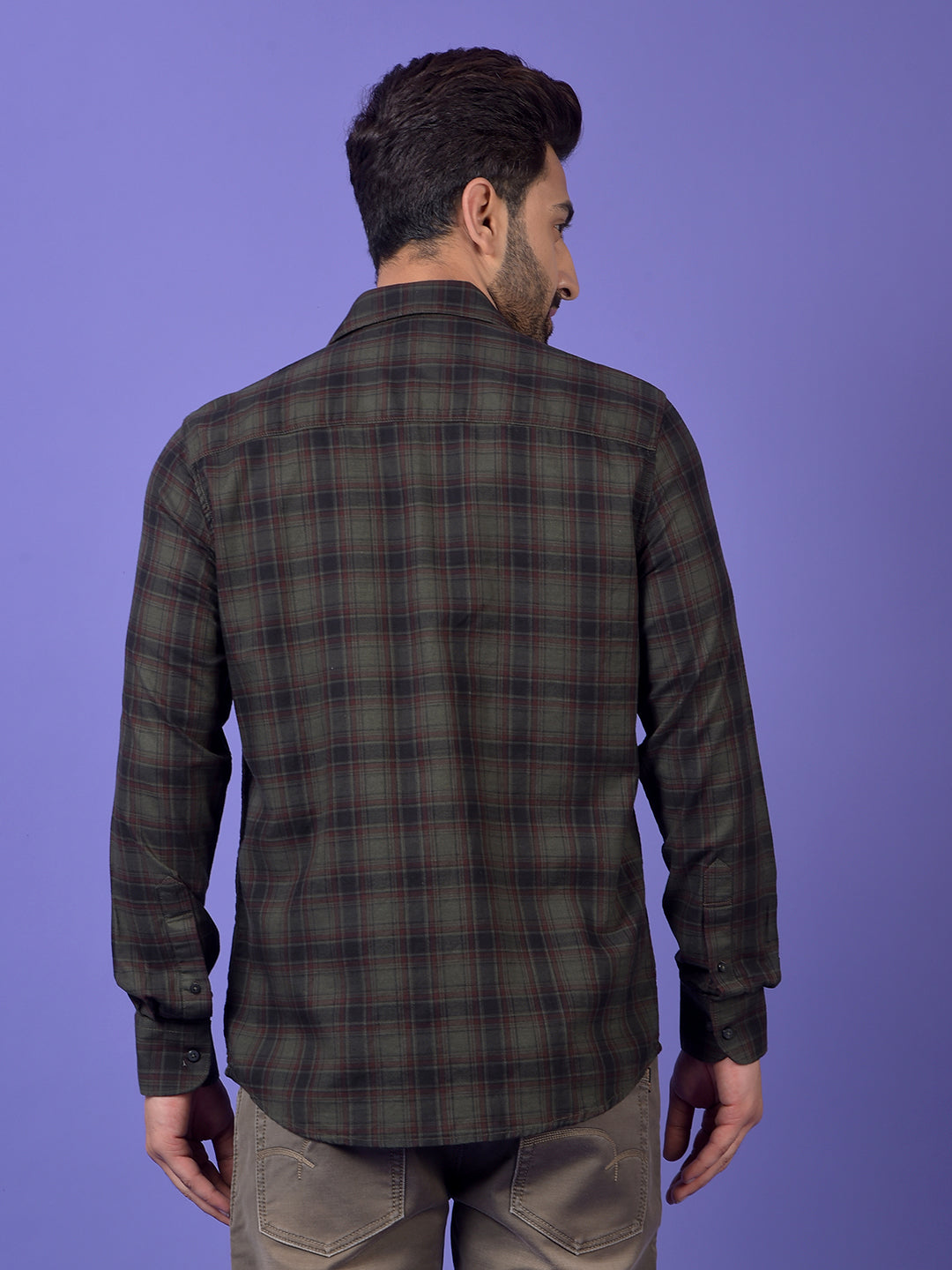 Green Checked 100% Cotton Shirt