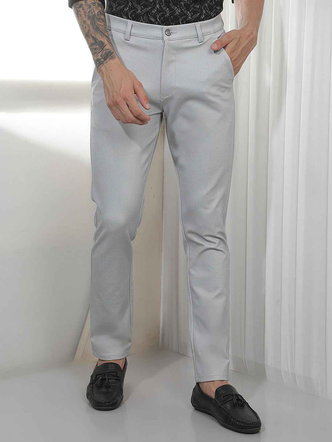 Comfortable Grey Knitted Casual Trousers