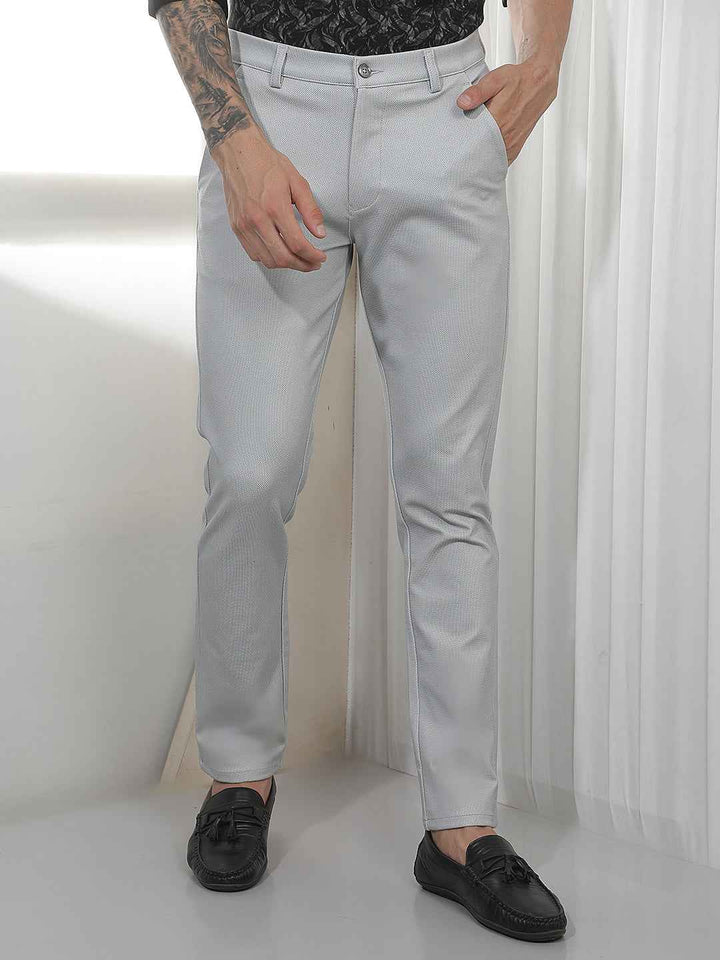 Comfortable Grey Knitted Casual Trousers
