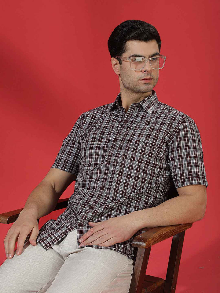 100% Cotton Wine Checked Shirt