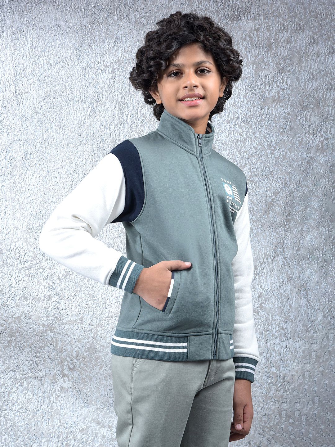 Green Color-Block Sweatshirt