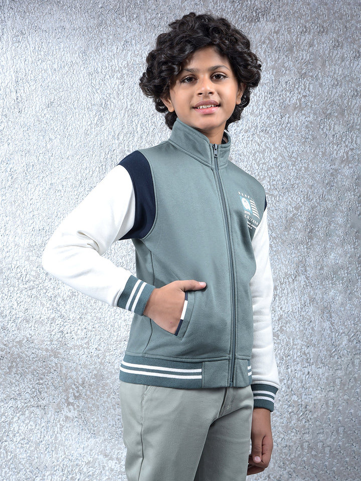 Green Color-Block Sweatshirt