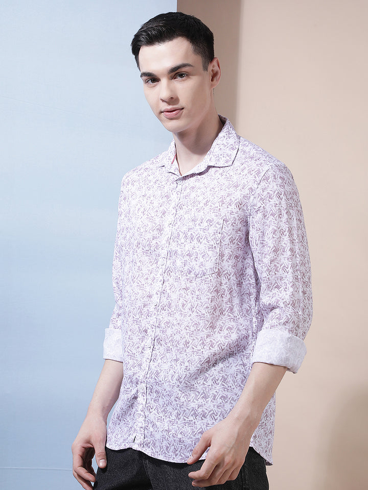 Pink Printed Linen Shirt