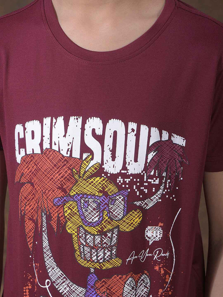 Maroon Graphic Print T-Shirt