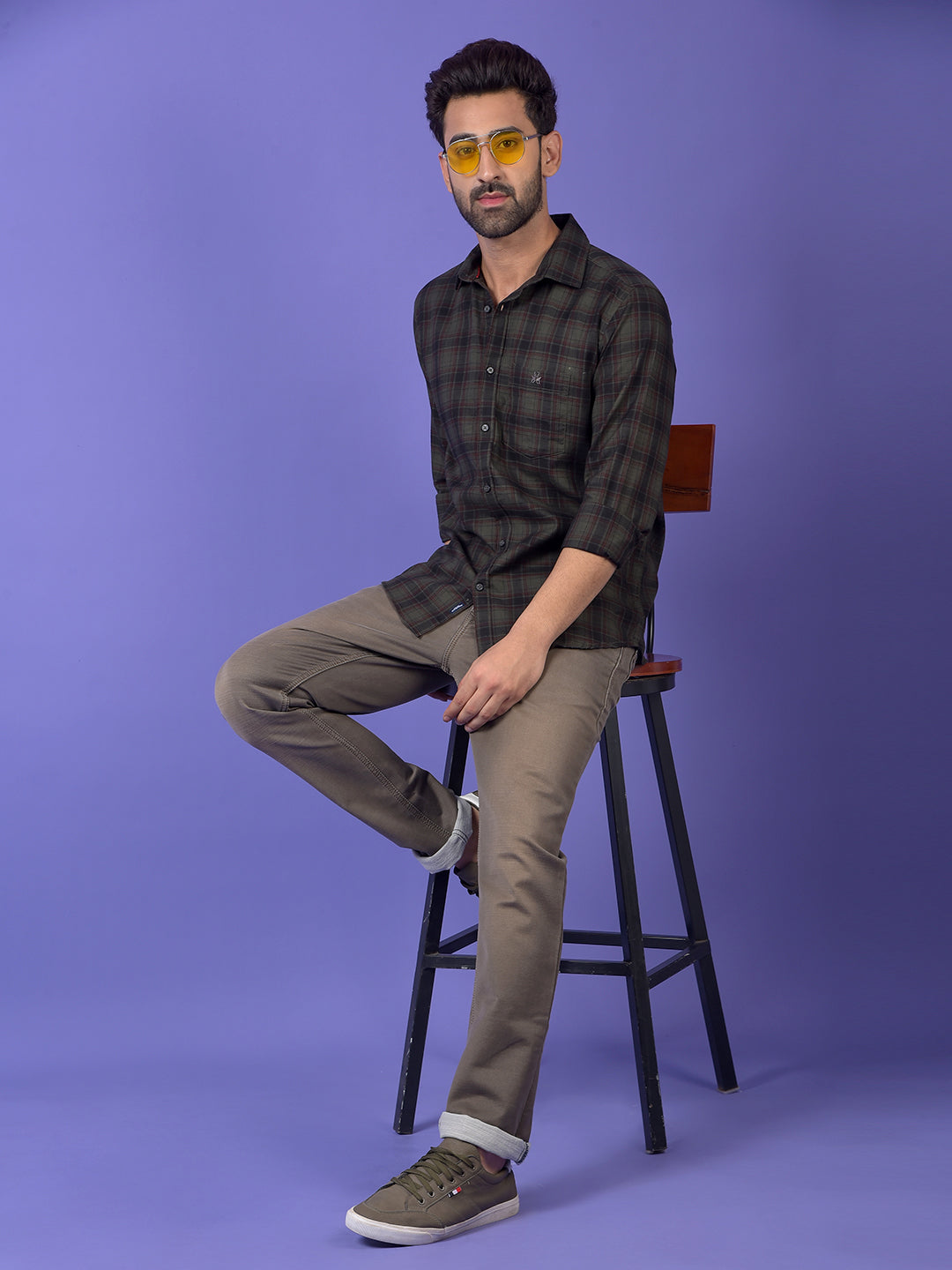 Green Checked 100% Cotton Shirt