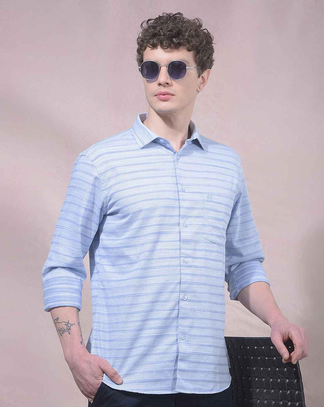 Blue Horizontal Striped Shirt