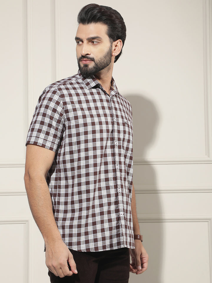 Purple Checked 100% Cotton Shirt
