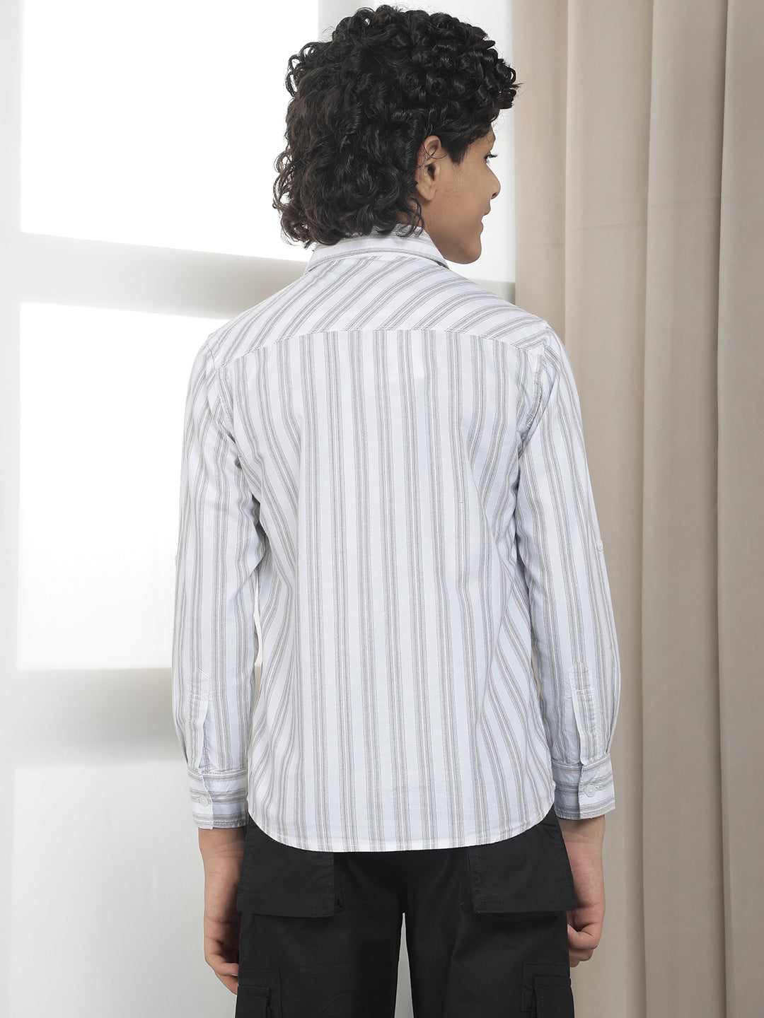White 100% Cotton Striped Shirt