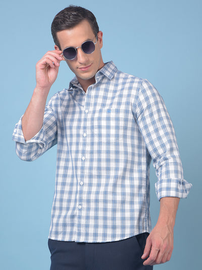 Blue Checked 100% Cotton Shirt