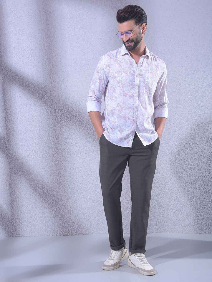 Pink Floral Print Linen Shirt