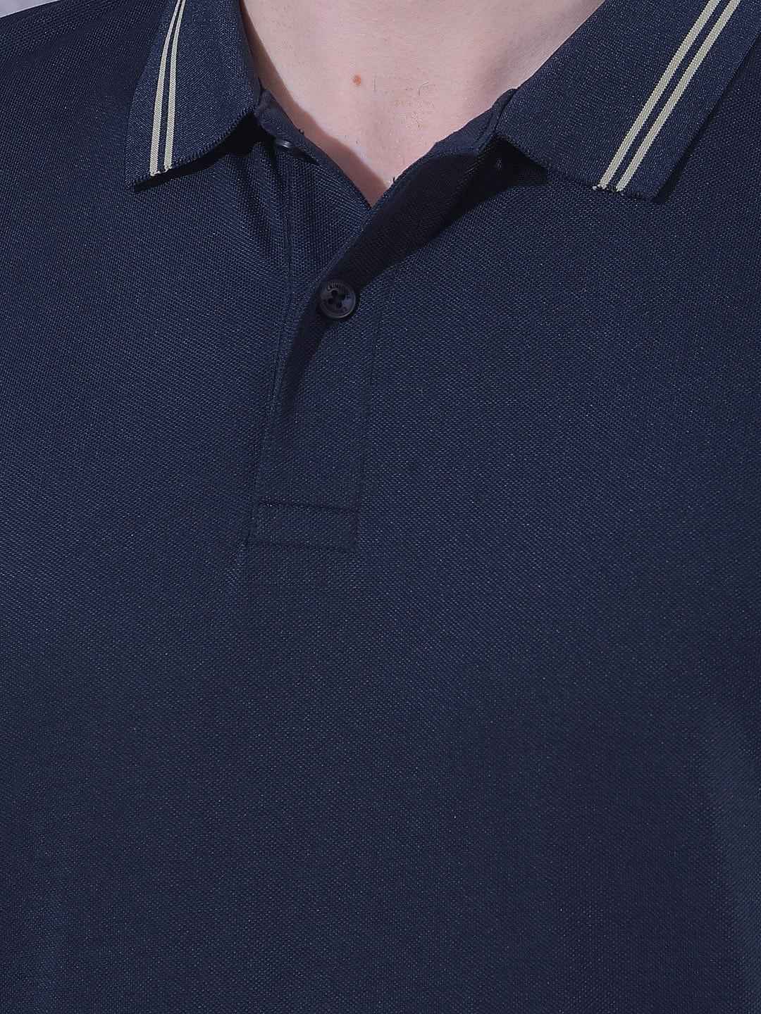 Navy Blue Polo Neck T-Shirt