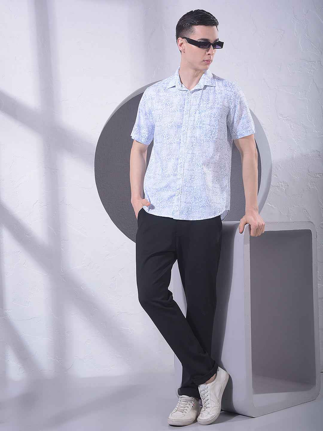 Sleek Blue Chic Printed Shirt