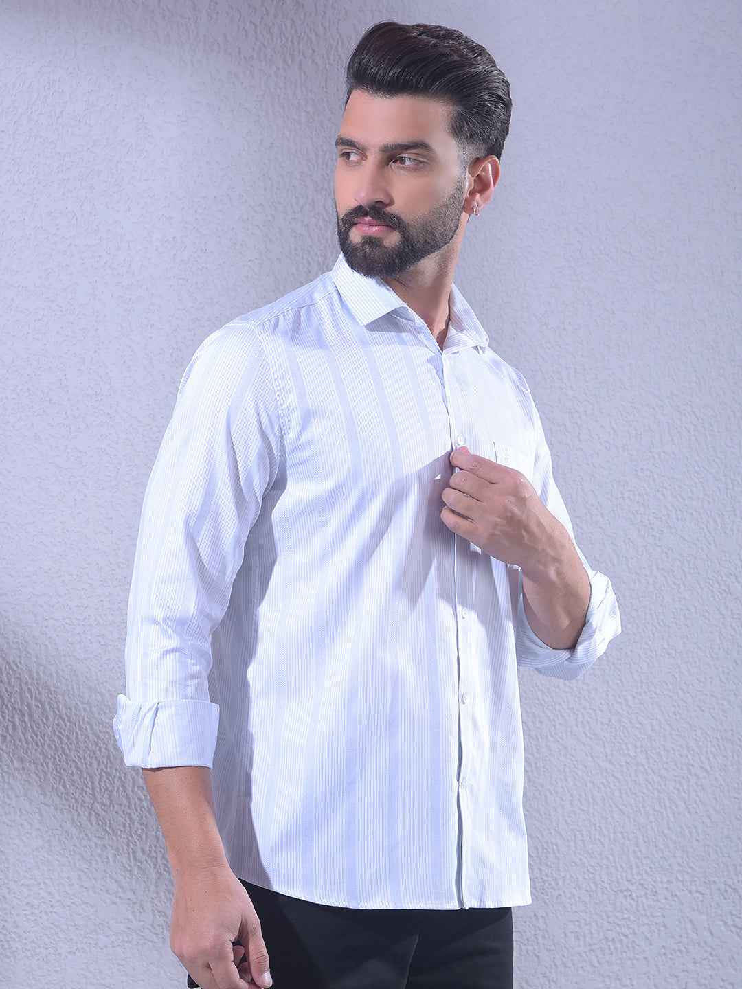 Blue Vertical Stripes 100% Cotton Shirt