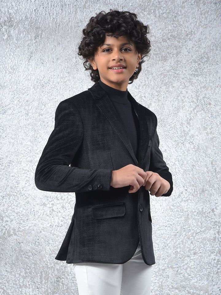 Black Jacquard Single-Breasted Blazer