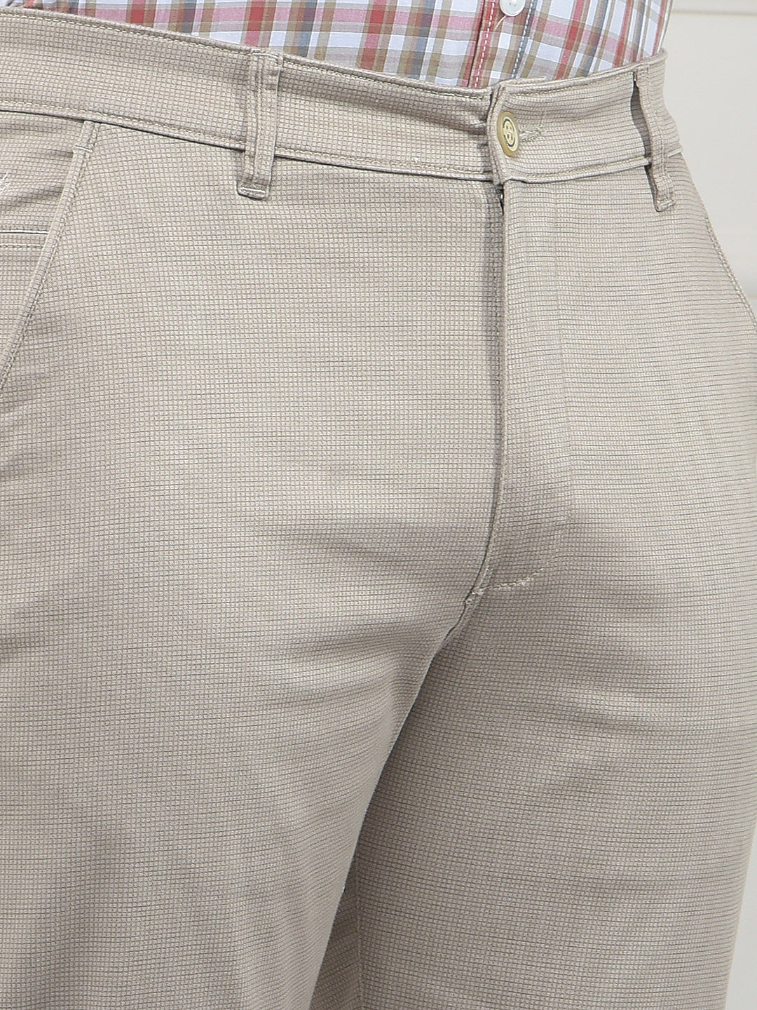 Beige Jacquard Trousers