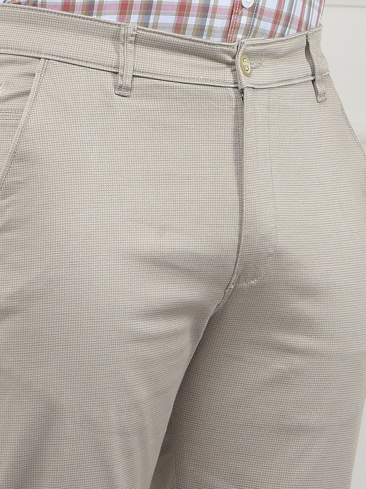 Beige Jacquard Trousers