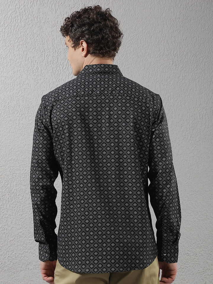 Black Geometric Print Shirt