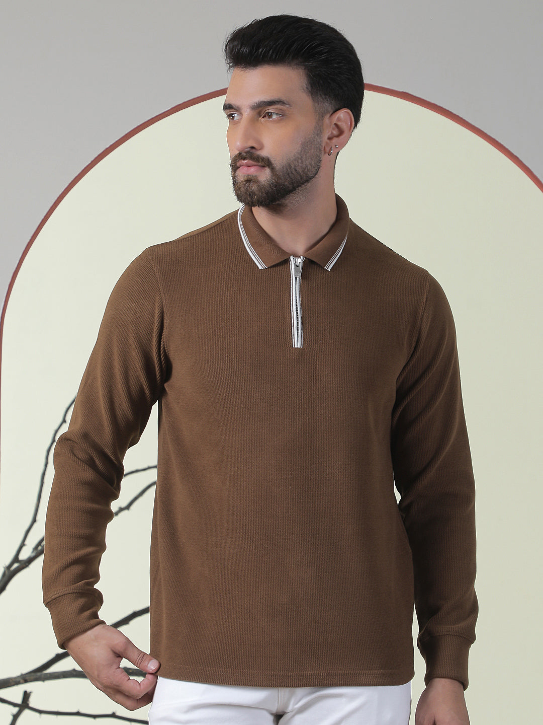 Brown Polo Neck T-Shirt