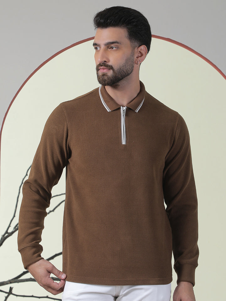 Brown Polo Neck T-Shirt