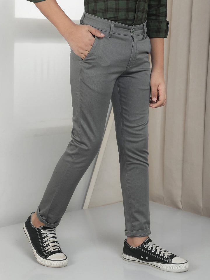 Grey Cotton Stretchable Trousers
