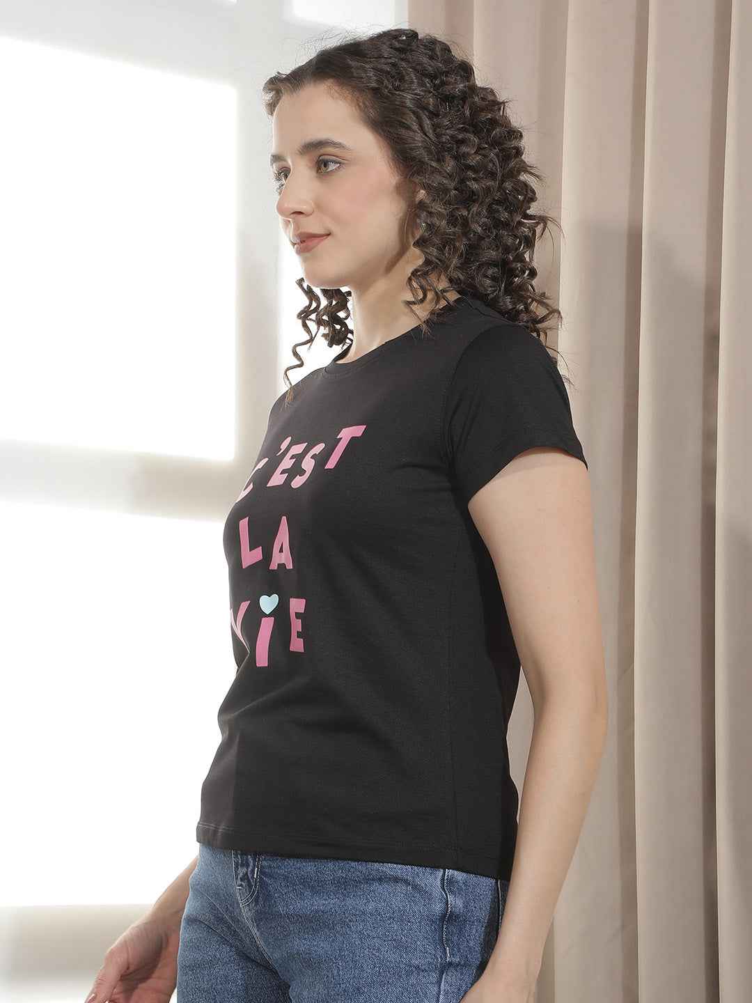 Black Typographic Printed T-Shirt