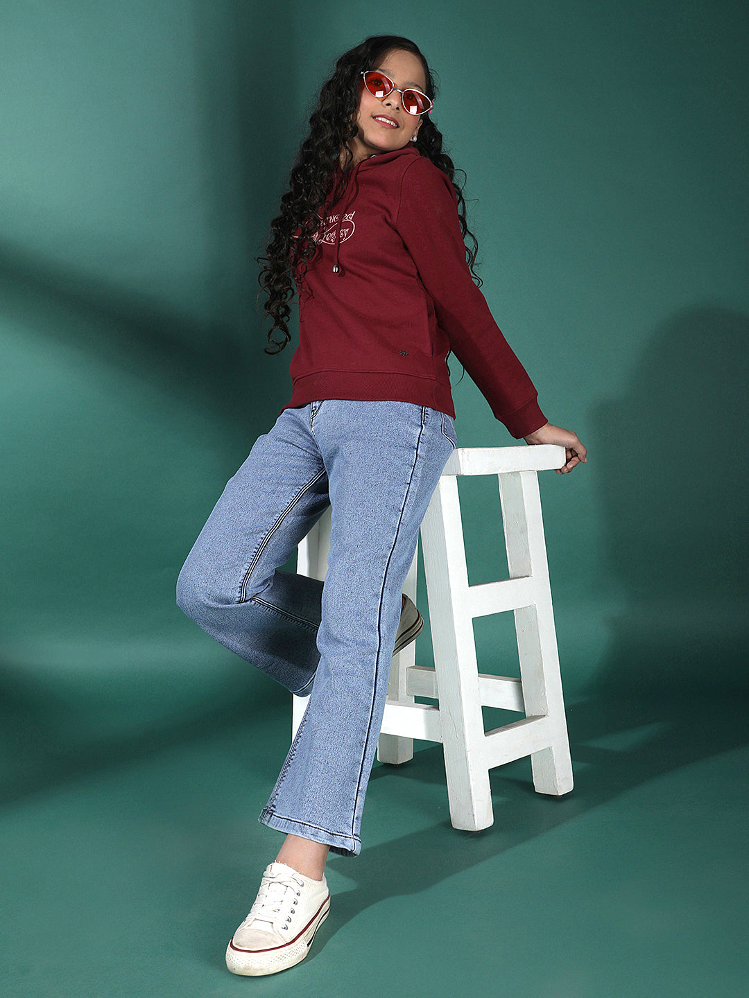 Girl's Blue Bootcut Cargo Jeans-Girls Jeans-Crimsoune Club