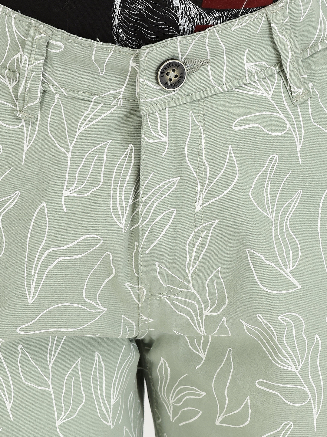 Green Floral Print 100% Cotton Shorts