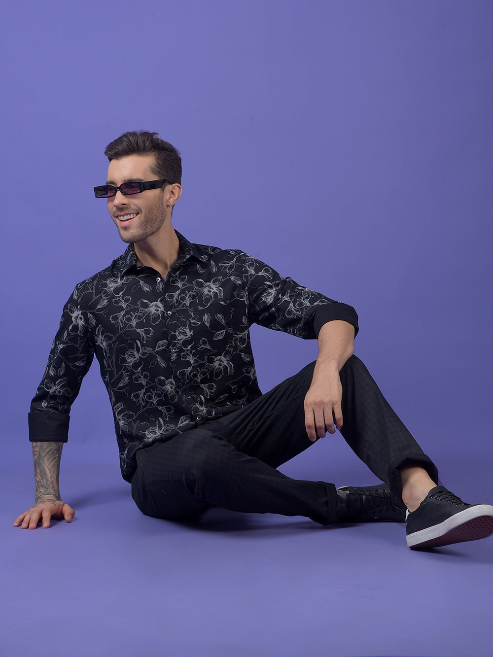 Black Floral Print Shirt