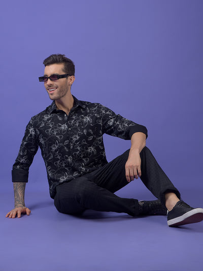 Black Floral Print Shirt